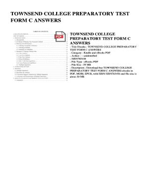 Townsend College Preparatory Test Form C Answers Reader