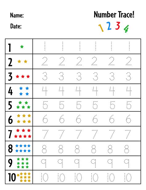 Trace Numbers Printable
