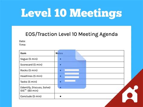 Traction Level 10 Meeting Template