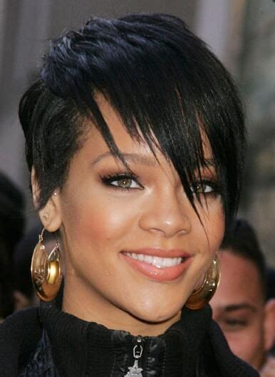 Traditiona Black Lace Front Cropped Rihanna Wigs