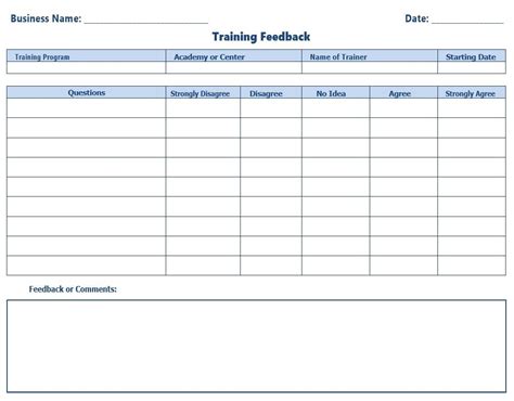 Training Feedback Template