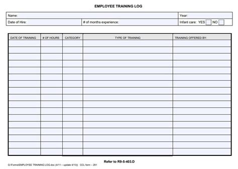 Training Log Template