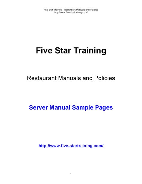 Training Manual Five Star Training Ebook Doc