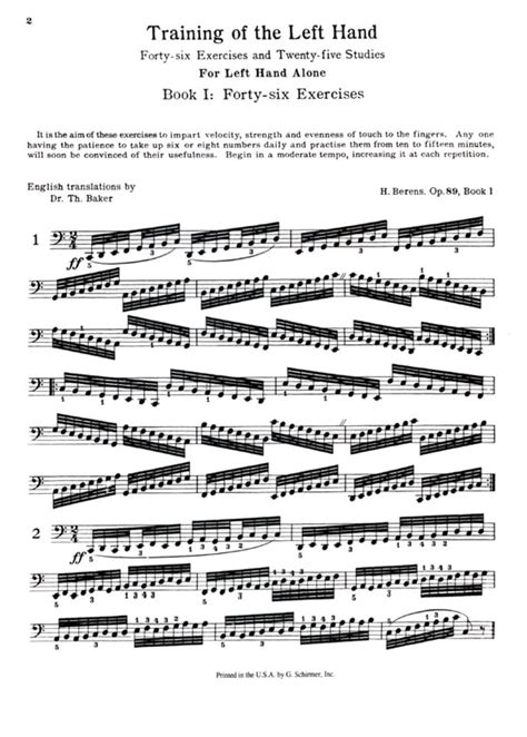 Training of the Left Hand, Op. 89 Piano Technique Reader