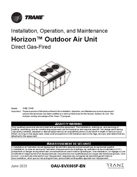 Trane Makeup Air Unit Model Aobd108 Catalog