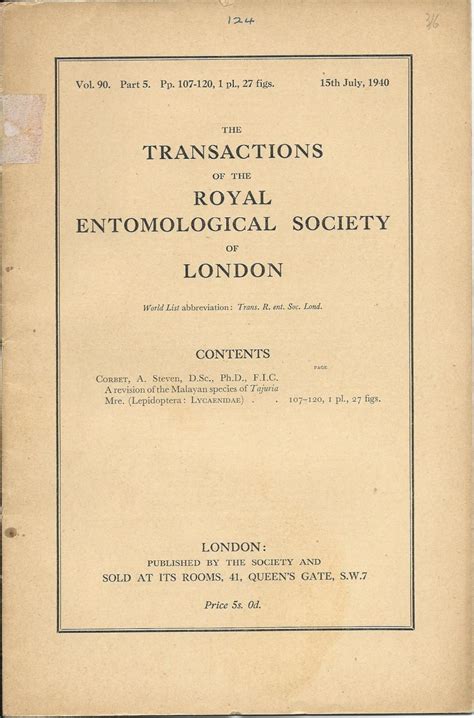 Transactions of the Royal Entomological Society of London... Reader