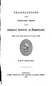 Transactions of the Session of the American Institute of Homoeopathy Doc