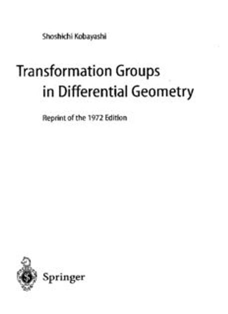 Transformation Groups in Differential Geometry 1st Edition Doc