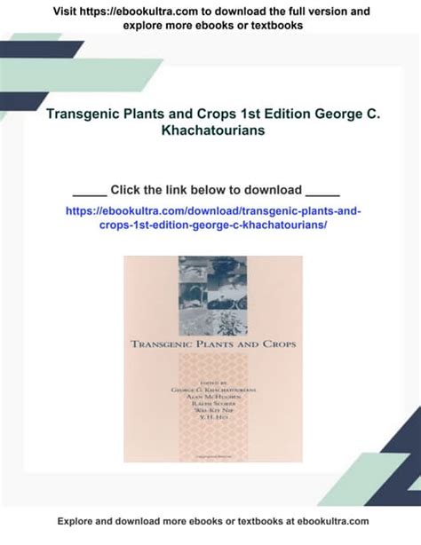 Transgenic Crops V 1st Edition Epub