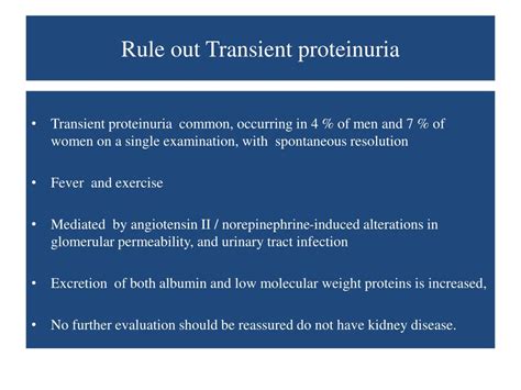 Transient proteinuria: