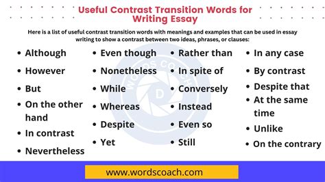 Transition words used throughout: