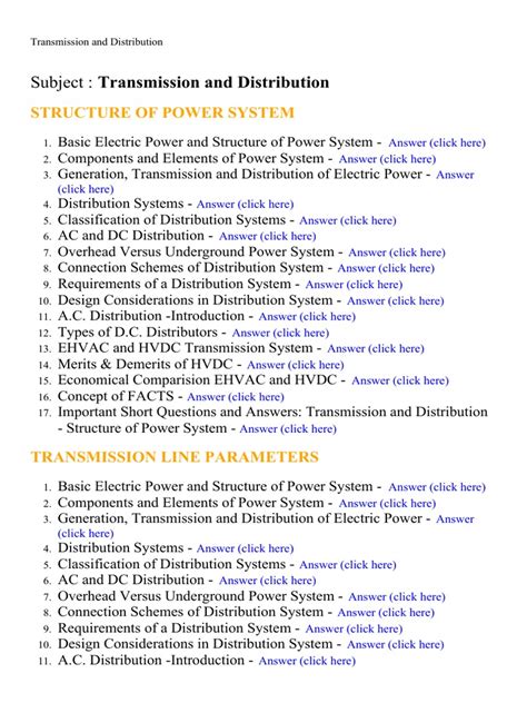 Transmission And Distribution Questions Answers Doc