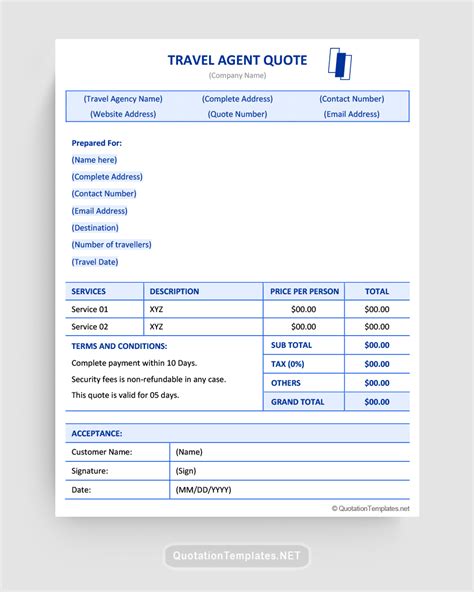 Travel Agent Quote Template