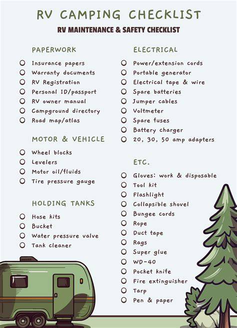 Travel Trailer Rv Camping Checklist Printable