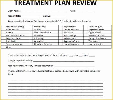 Treatment Plan Review Template
