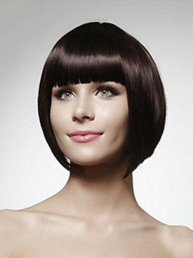 Trendy Black Straight Chin Length Human Hair Wigs