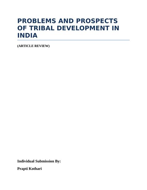 Tribal Development Issues and Prospects Reader