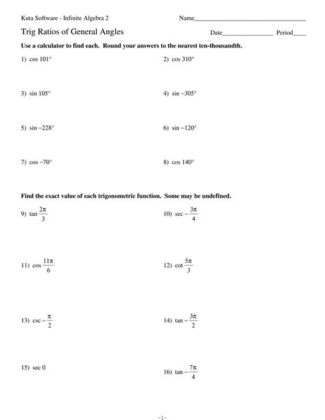 Trig Ratios Of General Angles Worksheet Answers Epub