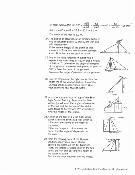 Trig Word Problems Worksheet Answers Reader