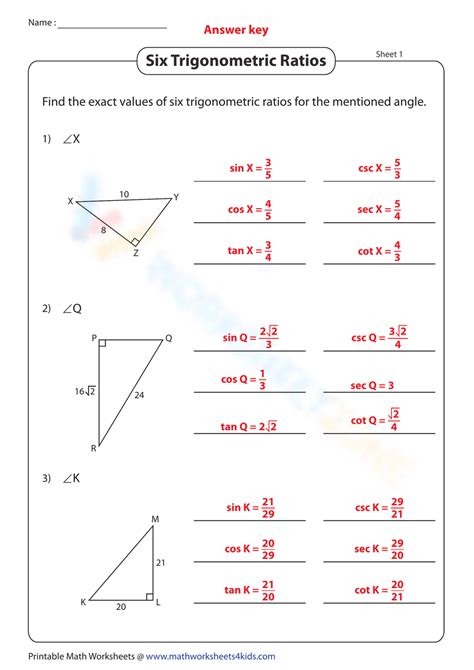 Trig Worksheets With Answers Reader