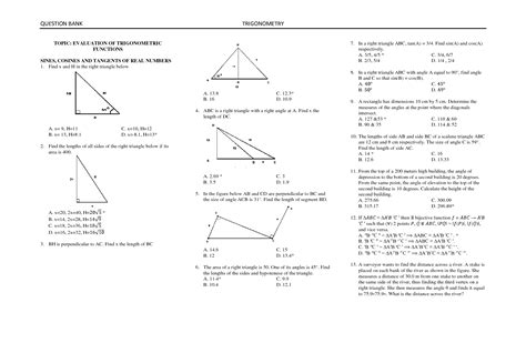 Trigonometry Exams And Solutions PDF