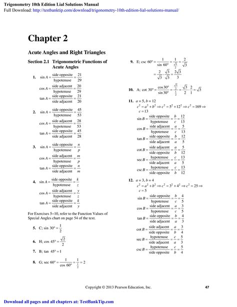 Trigonometry Lial 10th Edition Answers Doc