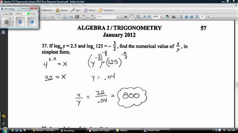 Trigonometry Regents January 2012 Answers Doc