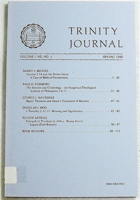 Trinity Journal Volume 11 NS Number 1 Spring 1990 Epub