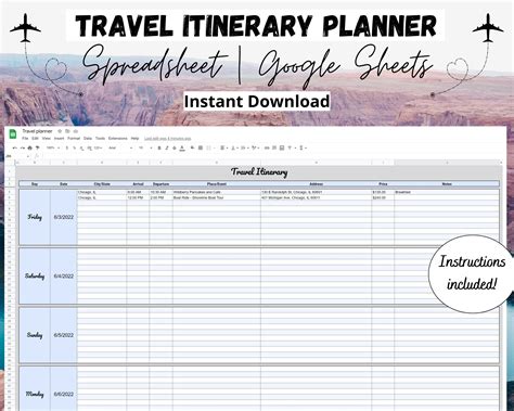 Trip Planning Google Sheets Template