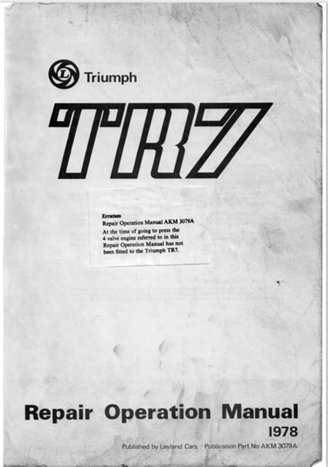 Triumph Tr7 Repair Manual Ebook PDF