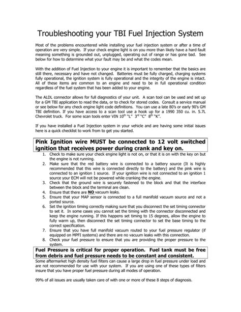 Troubleshooting your TBI Fuel Injection System - 73 PDF PDF