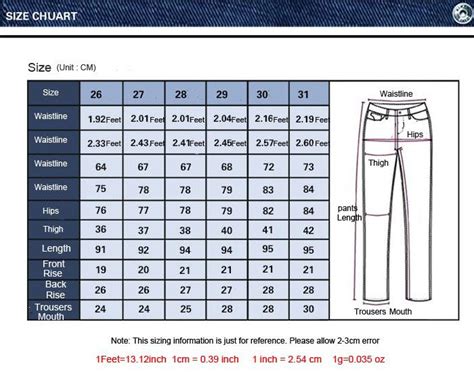 Trousers Size Chart