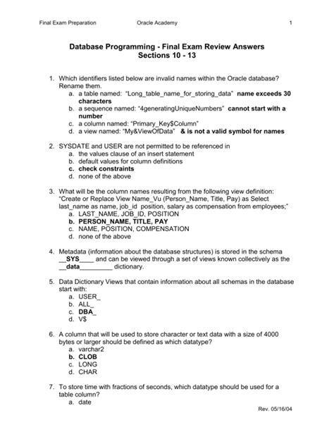 Try it/solve it answers section 2 oracle academy Ebook Reader