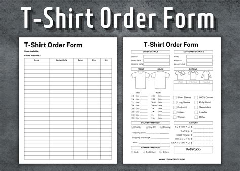 Tshirt Order Form Template Free