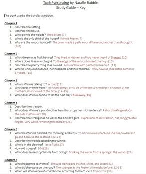 Tuck Everlasting Study Guide Answer Key Epub