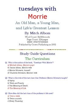 Tuesdays With Morrie Guide Packet And Answers PDF