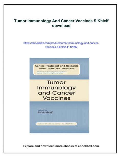 Tumor Immunology and Cancer Vaccines 1st Edition Reader