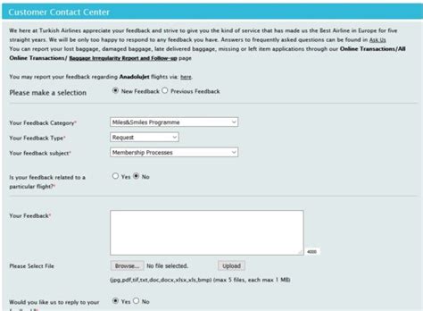 Turkish Airlines Feedback Form: The Basics