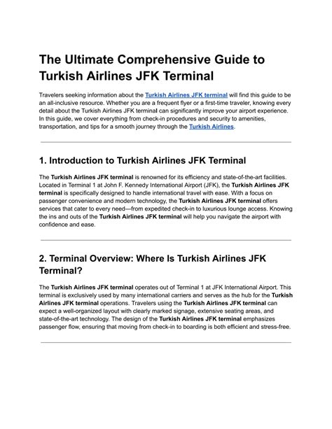 Turkish Airlines JFK Terminal: A Comprehensive Guide