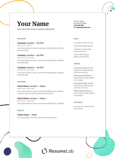 Two Column Resume Template Google Docs