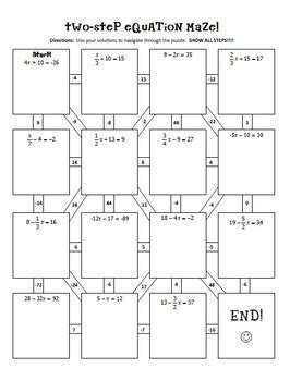 Two Step Equation Maze Answer Key Doc