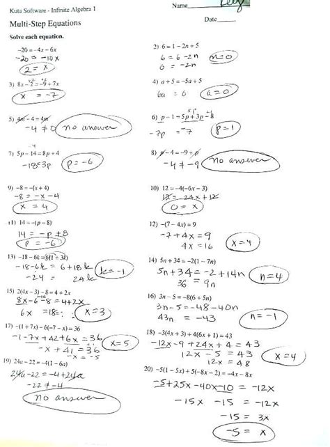 Two Step Equations Kuta Software Answer Key Doc