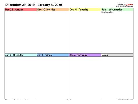 Two Week Calendar Printable Free