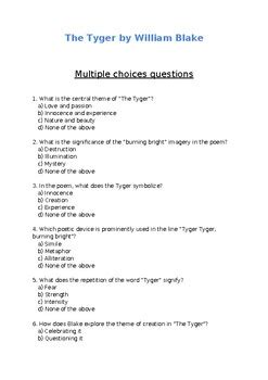 Tyger The Lamb Multiple Choice Test Ebook Doc