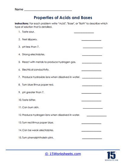 Types Of Acids And Bases Worksheet Answers Reader