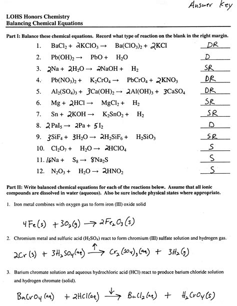 Types Of Reactions Lab Answers Chemistry 11 Epub