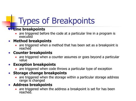 Types of Breakpoints