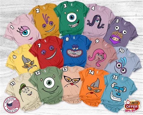 Types of Monsters Inc. Shirts