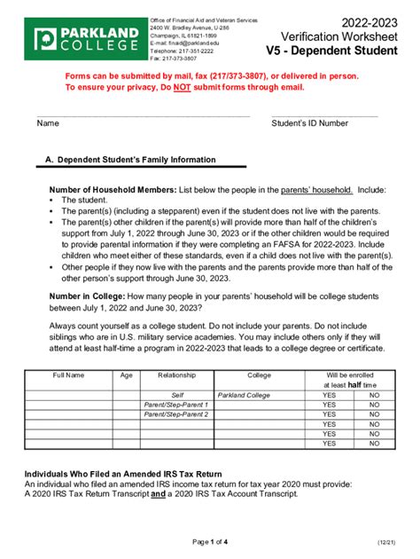 Types of Parkland Financial Aid