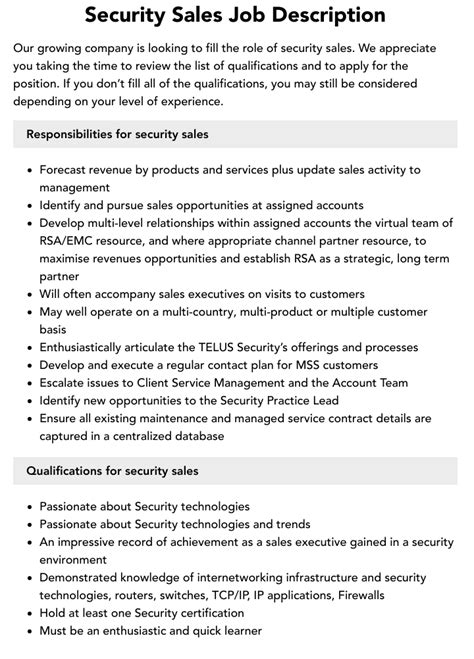 Types of Security Sales Jobs